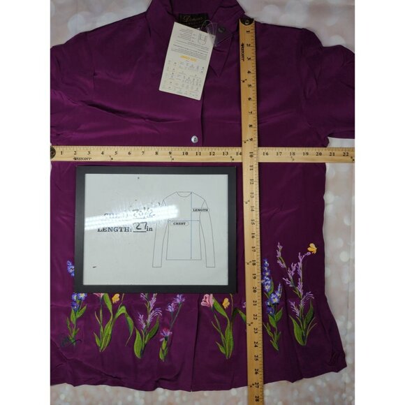 Vintage Donna Dewberry Womens M Silk Embroidered Top Fuchsia QVC New Roomy Fit - Picture 10 of 11